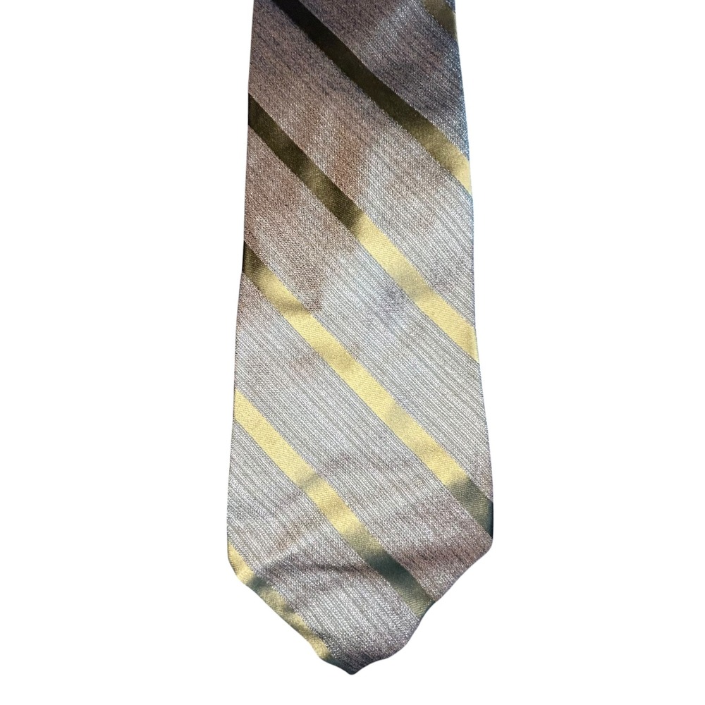 Liebert Vintage Silk Tie Mens Gold Bronze Silver Diagonal Striped Necktie